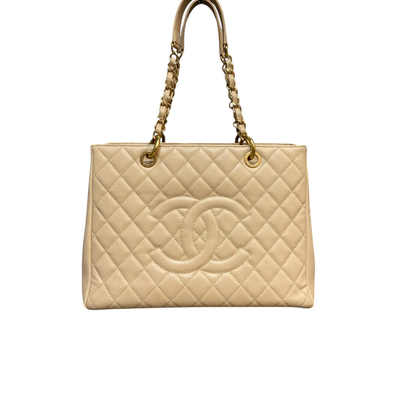 Grand Shopping Tote GST Caviar Quilted Beige GHW