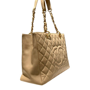 Grand Shopping Tote GST Caviar Quilted Beige GHW