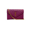 Chain Wallet Grain De Poudre Matelasse Chevron Monogram Purple GHW