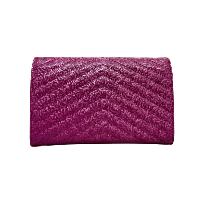 Chain Wallet Grain De Poudre Matelasse Chevron Monogram Purple GHW