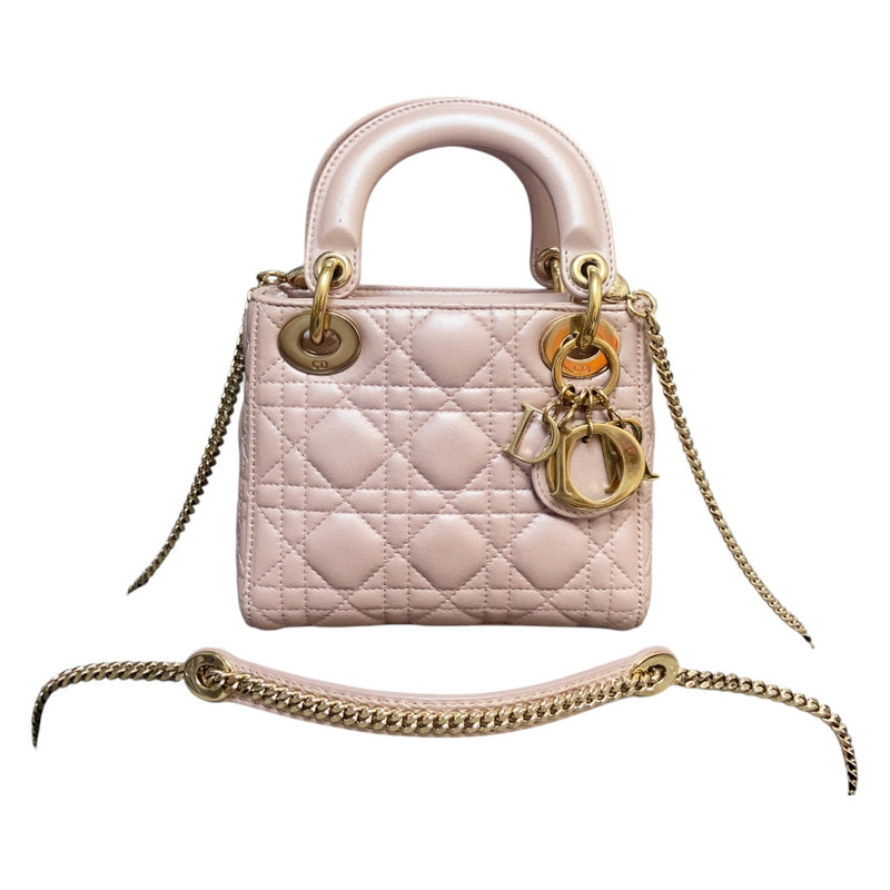 Lady Dior Mini Lambskin Cannage Light Pink GHW