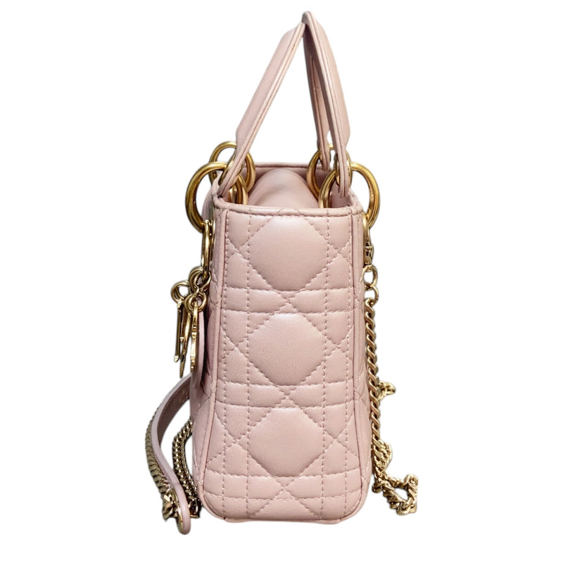 Lady Dior Mini Lambskin Cannage Light Pink GHW