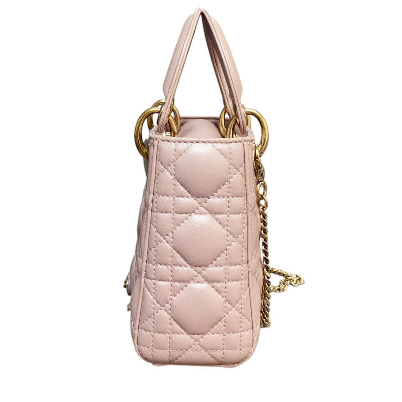 Lady Dior Mini Lambskin Cannage Light Pink GHW