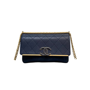 Lady Coco Flap Caviar Suede Stitched Navy GHW