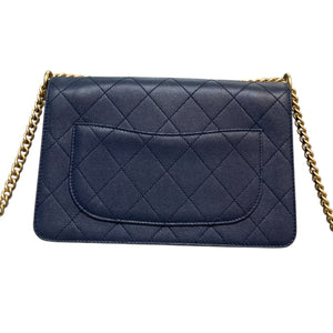 Lady Coco Flap Caviar Suede Stitched Navy GHW