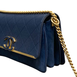 Lady Coco Flap Caviar Suede Stitched Navy GHW