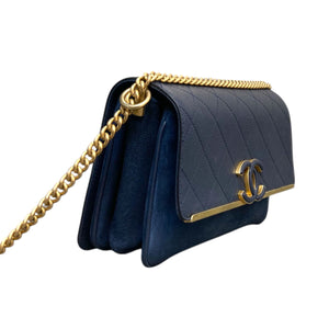 Lady Coco Flap Caviar Suede Stitched Navy GHW