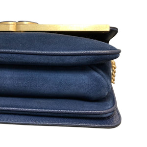 Lady Coco Flap Caviar Suede Stitched Navy GHW