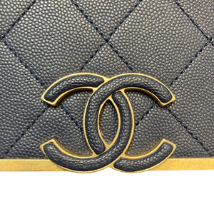 Lady Coco Flap Caviar Suede Stitched Navy GHW