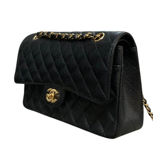 Classic Double Flap Medium Caviar Black GHW