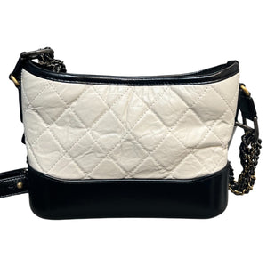 Gabrielle Hobo Small Calfskin Quilted Black White MHW