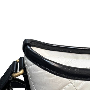 Gabrielle Hobo Small Calfskin Quilted Black White MHW