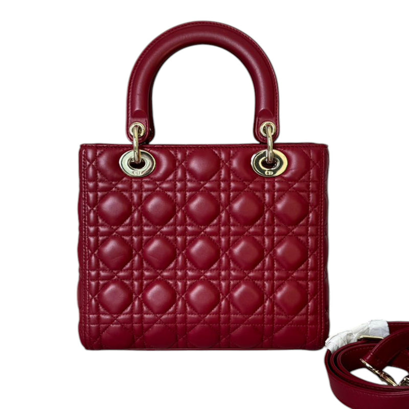 Lady Dior Medium Lambskin Quilted Red GHW