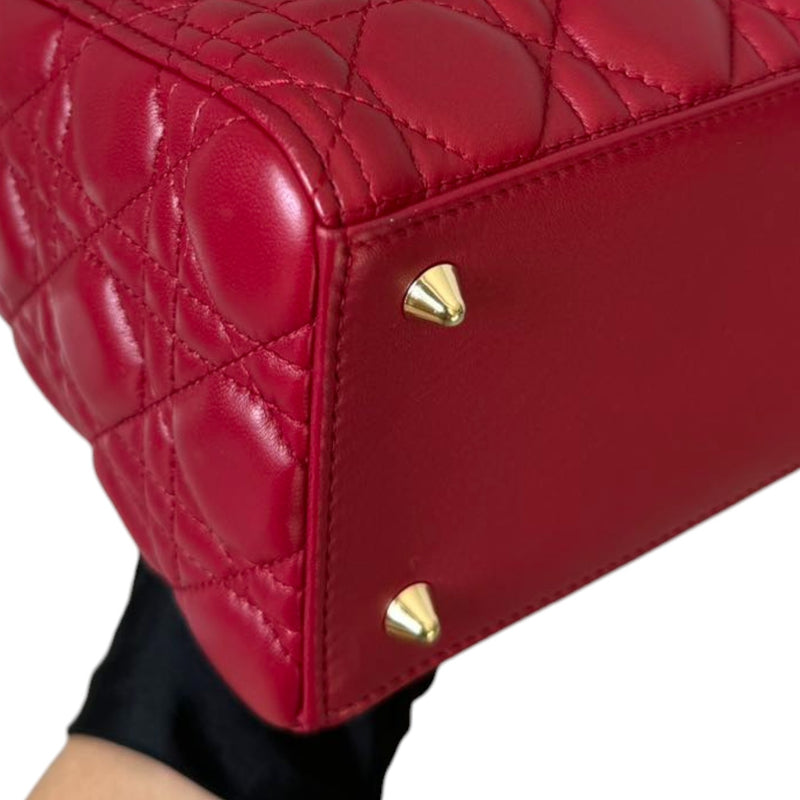 Lady Dior Medium Lambskin Quilted Red GHW