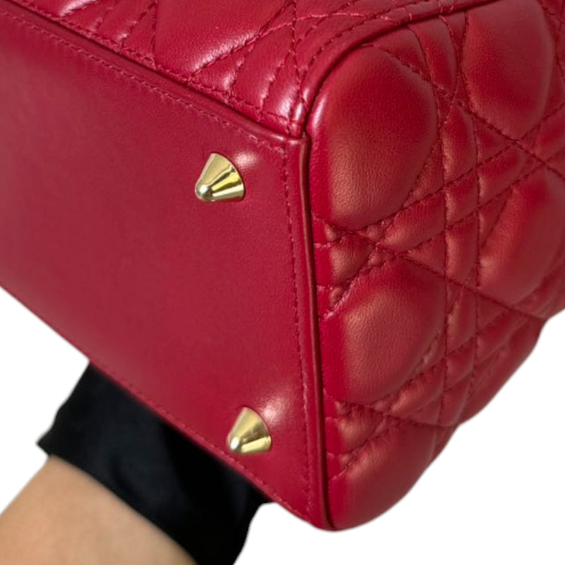 Lady Dior Medium Lambskin Quilted Red GHW