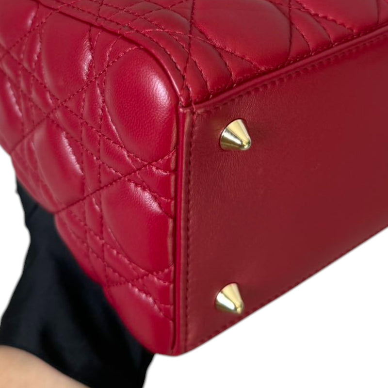 Lady Dior Medium Lambskin Quilted Red GHW