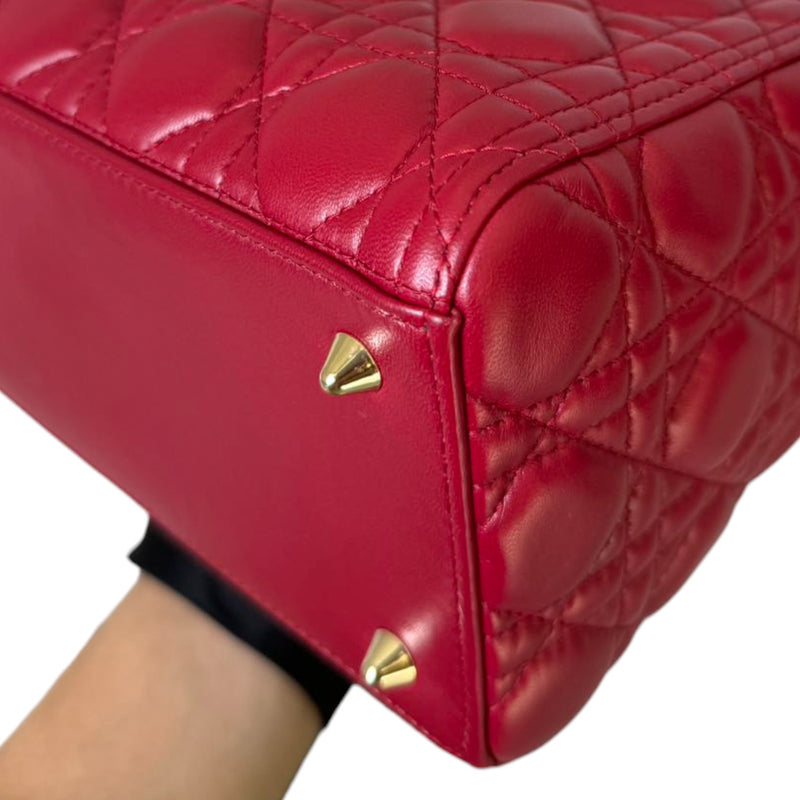 Lady Dior Medium Lambskin Quilted Red GHW