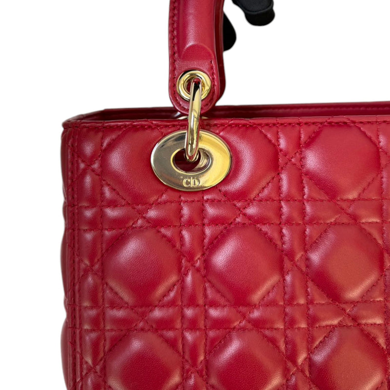 Lady Dior Medium Lambskin Quilted Red GHW