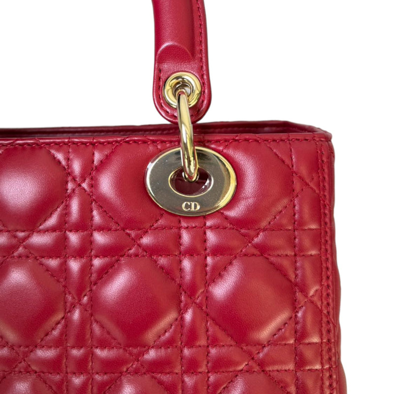 Lady Dior Medium Lambskin Quilted Red GHW