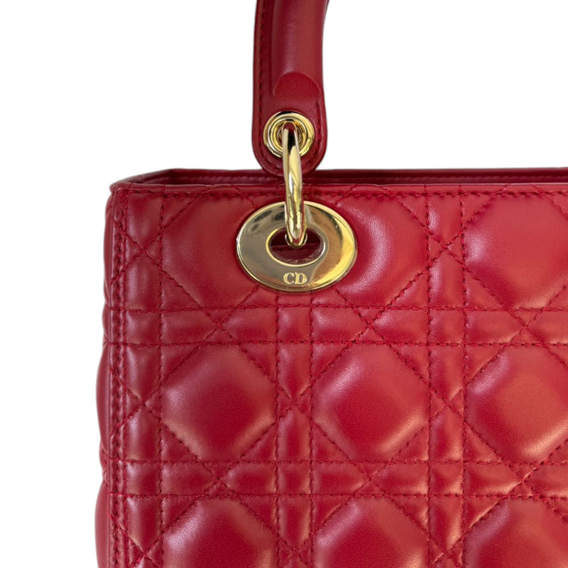 Lady Dior Medium Lambskin Quilted Red GHW