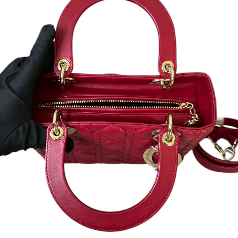 Lady Dior Medium Lambskin Quilted Red GHW