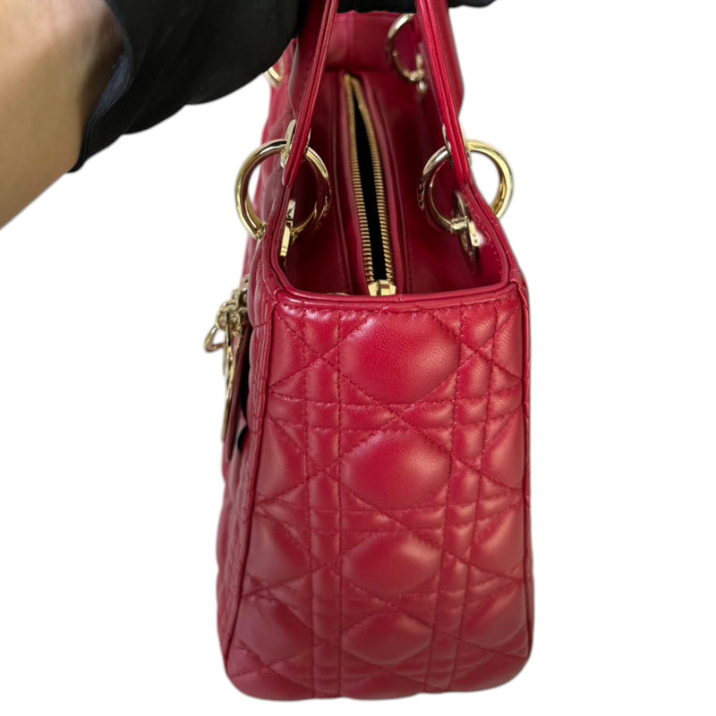 Lady Dior Medium Lambskin Quilted Red GHW