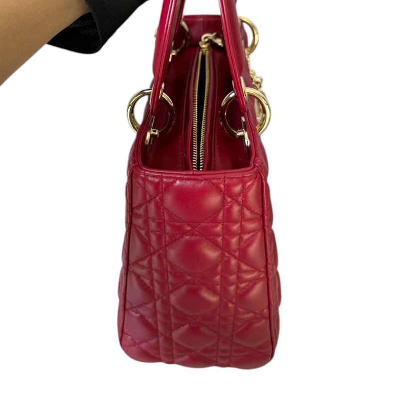 Lady Dior Medium Lambskin Quilted Red GHW