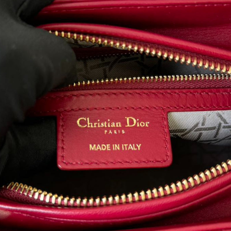 Lady Dior Medium Lambskin Quilted Red GHW