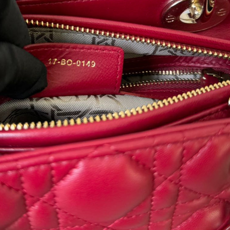 Lady Dior Medium Lambskin Quilted Red GHW