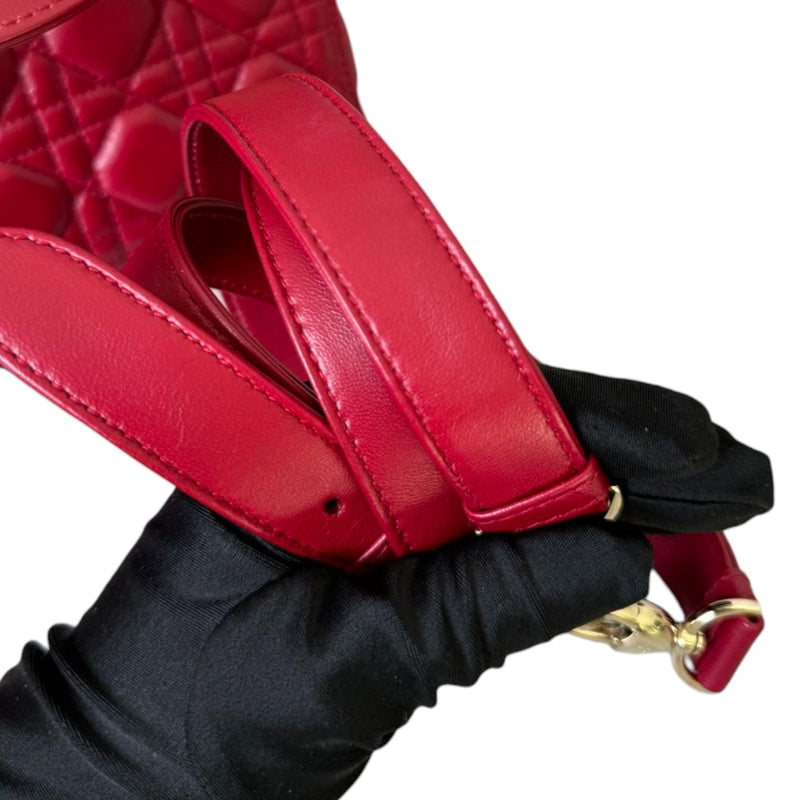 Lady Dior Medium Lambskin Quilted Red GHW