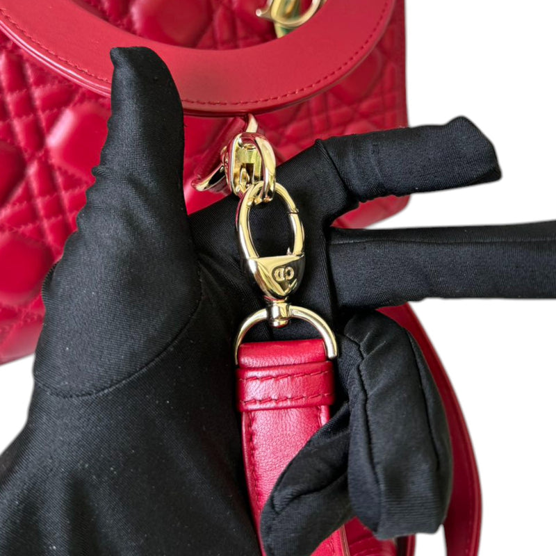 Lady Dior Medium Lambskin Quilted Red GHW