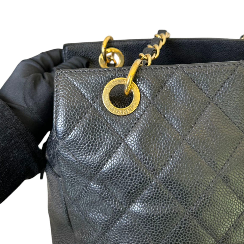 Petit Timeless Shopping Tote PTT Caviar Quilted Black GHW