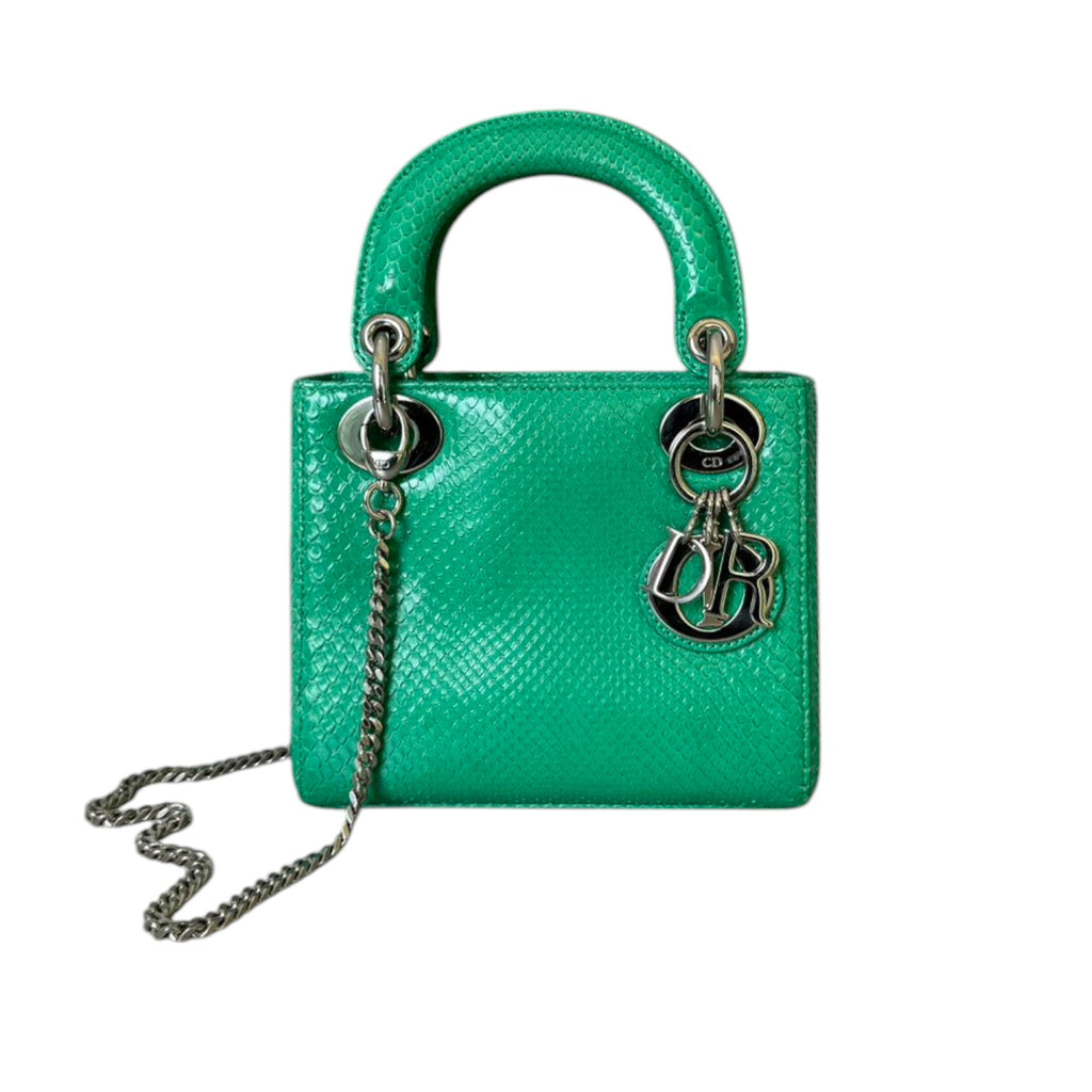 Lady Dior Mini Python Quilted Green SHW