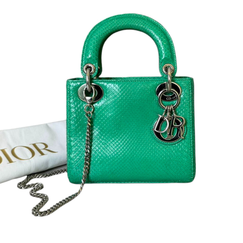 Lady Dior Mini Python Quilted Green SHW