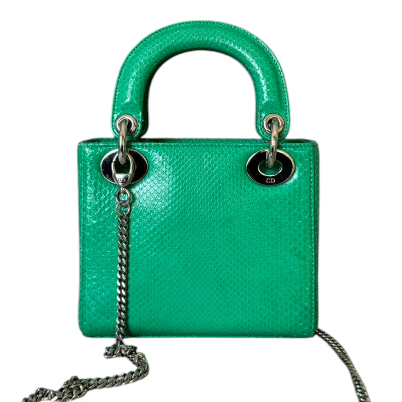 Lady Dior Mini Python Quilted Green SHW