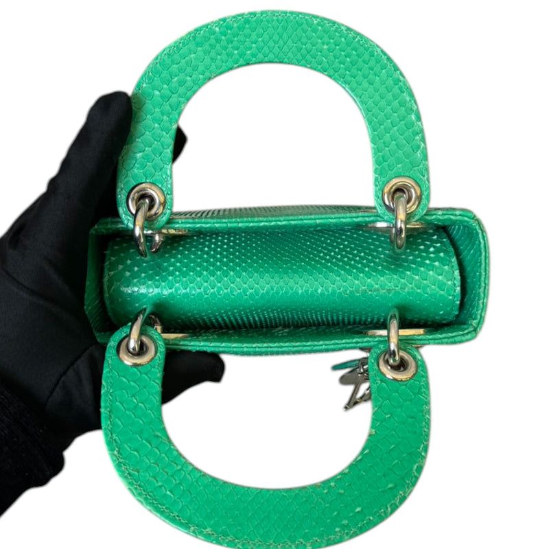 Lady Dior Mini Python Quilted Green SHW