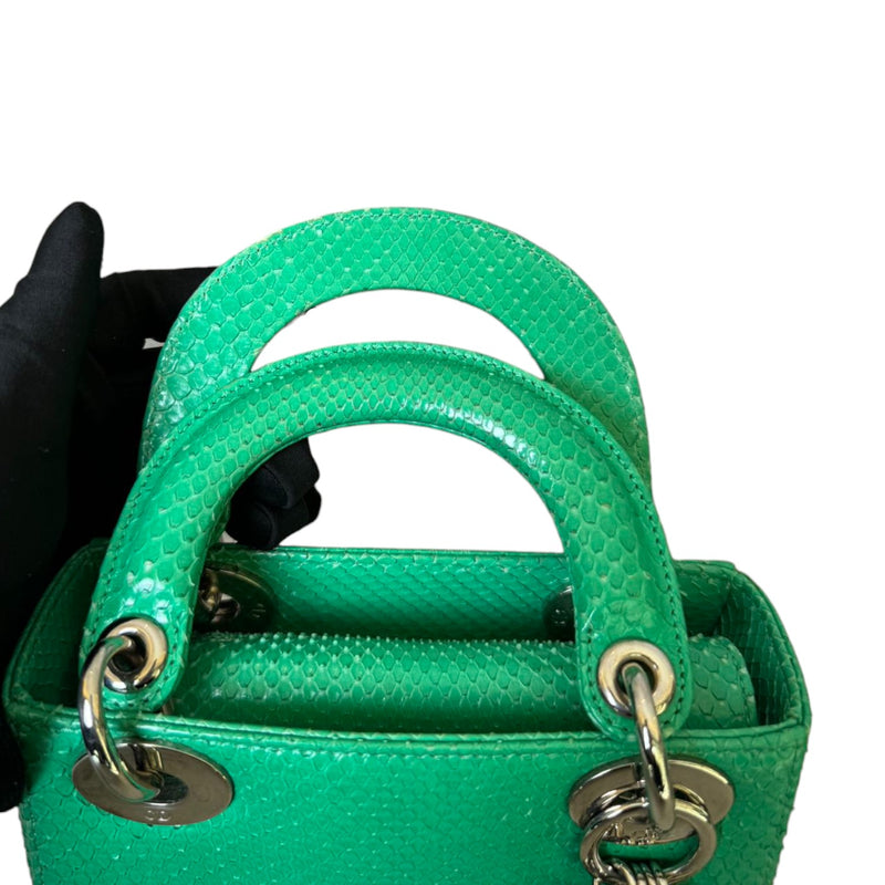 Lady Dior Mini Python Quilted Green SHW