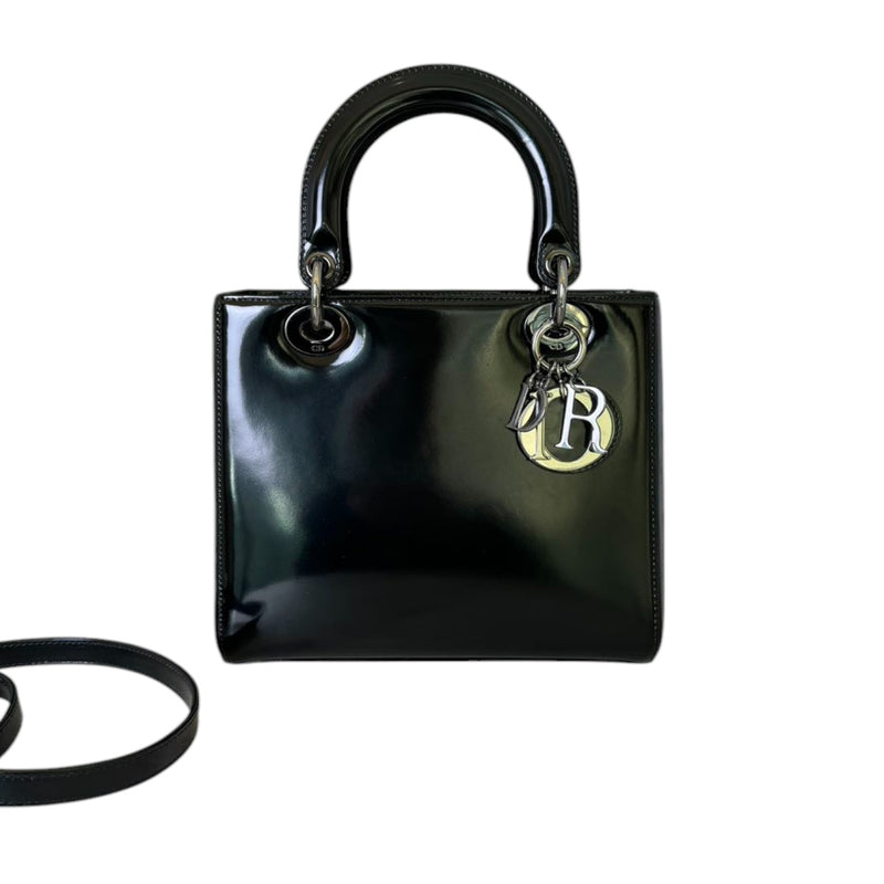 Lady Dior Medium Glossy Leather Black SHW