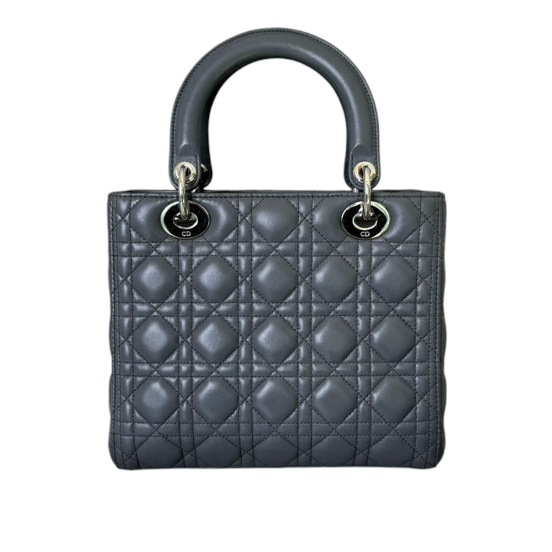 Lady Dior Medium Lambskin Cannage Dark Grey SHW