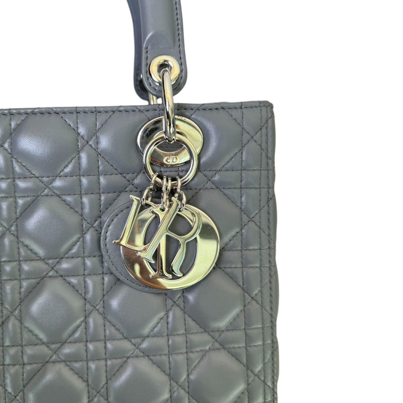 Lady Dior Medium Lambskin Cannage Dark Grey SHW