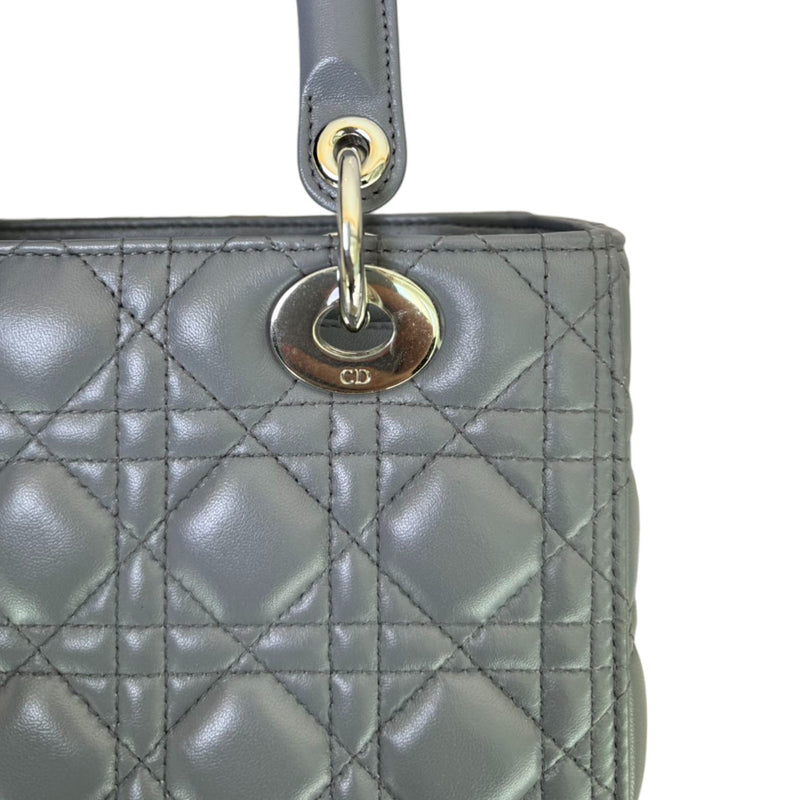 Lady Dior Medium Lambskin Cannage Dark Grey SHW