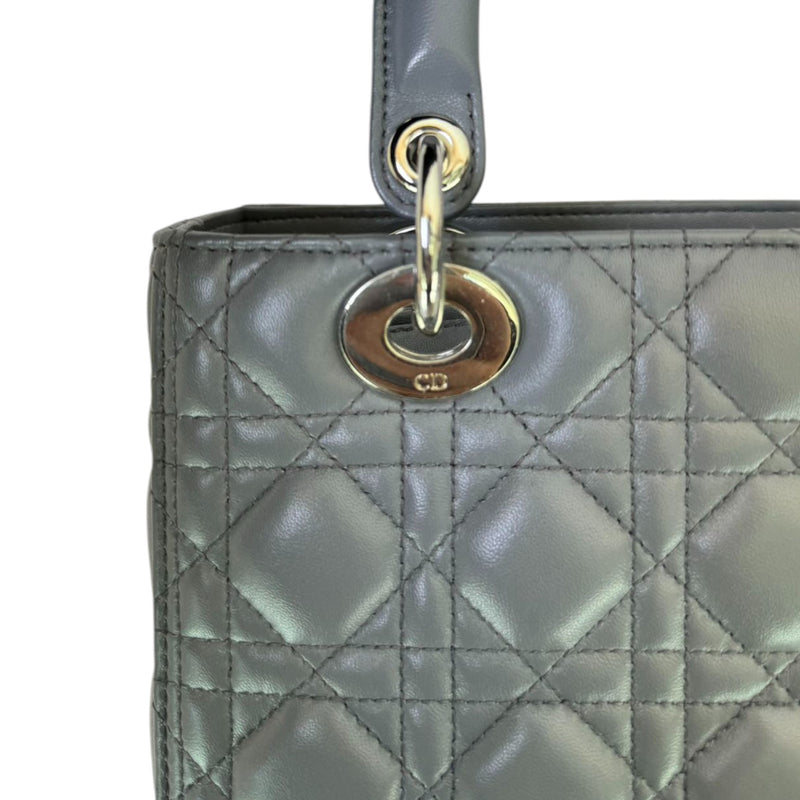 Lady Dior Medium Lambskin Cannage Dark Grey SHW