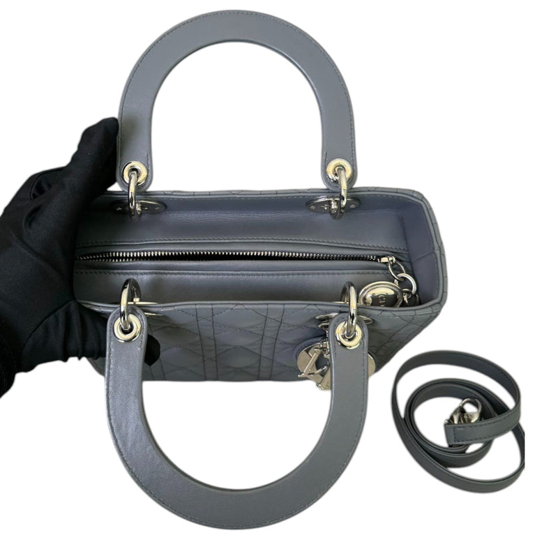 Lady Dior Medium Lambskin Cannage Dark Grey SHW