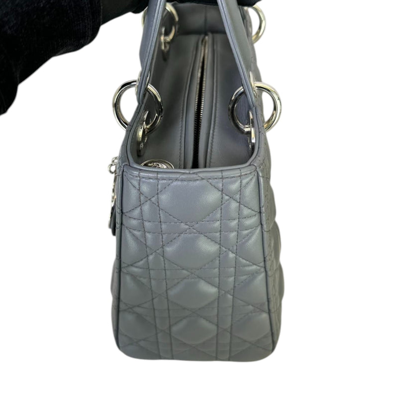 Lady Dior Medium Lambskin Cannage Dark Grey SHW