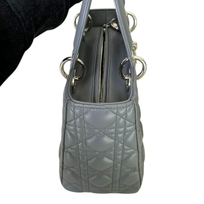 Lady Dior Medium Lambskin Cannage Dark Grey SHW