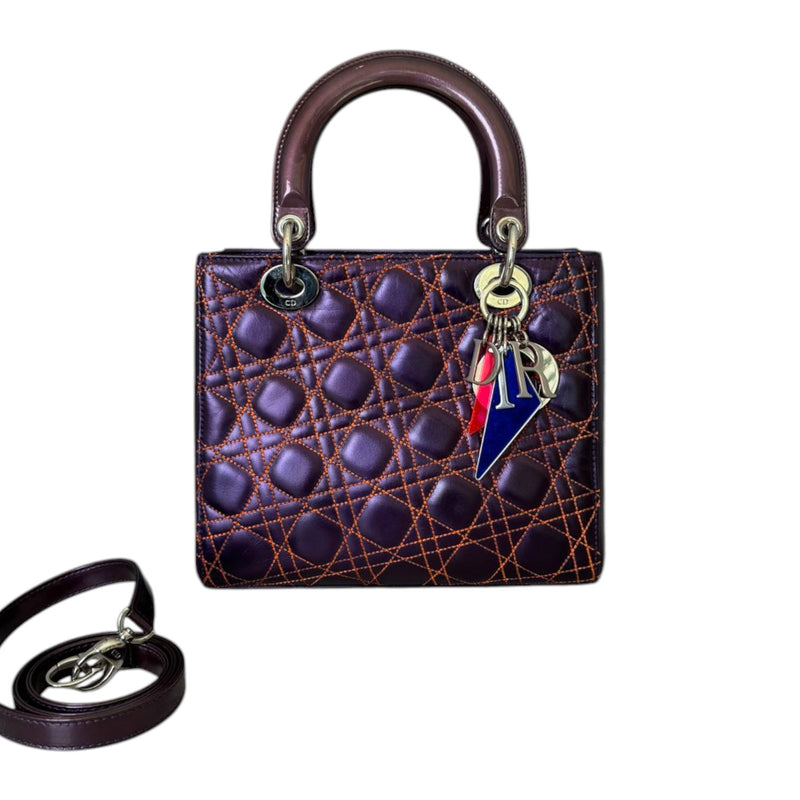 Anselm Reyle Lady Dior Medium Metallic Lambskin Purple SHW