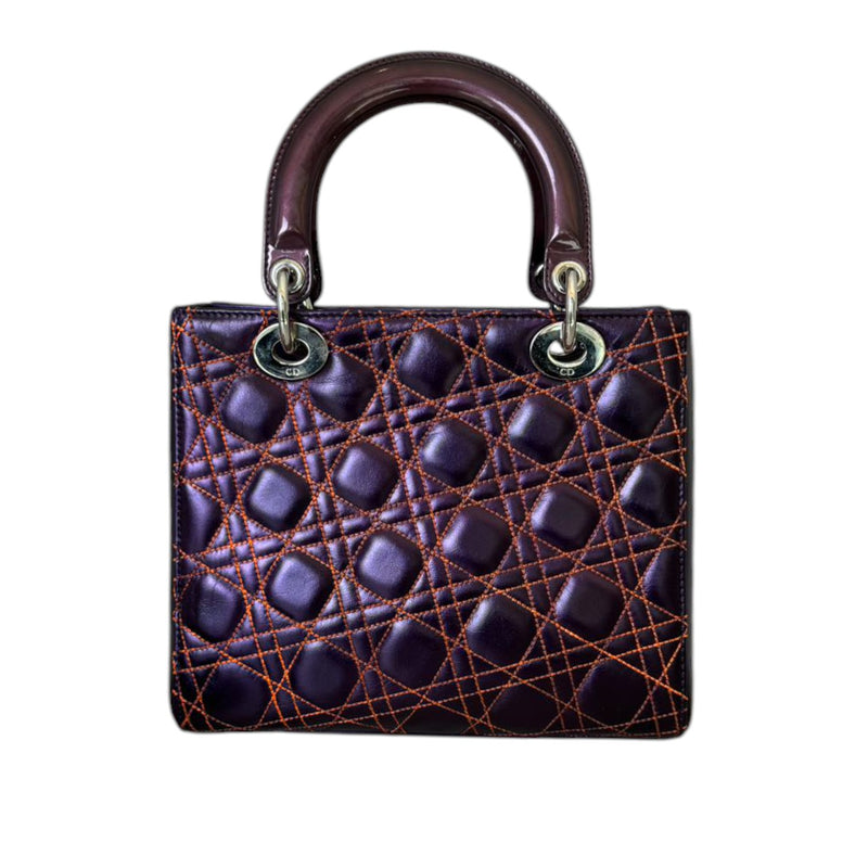 Anselm Reyle Lady Dior Medium Metallic Lambskin Purple SHW