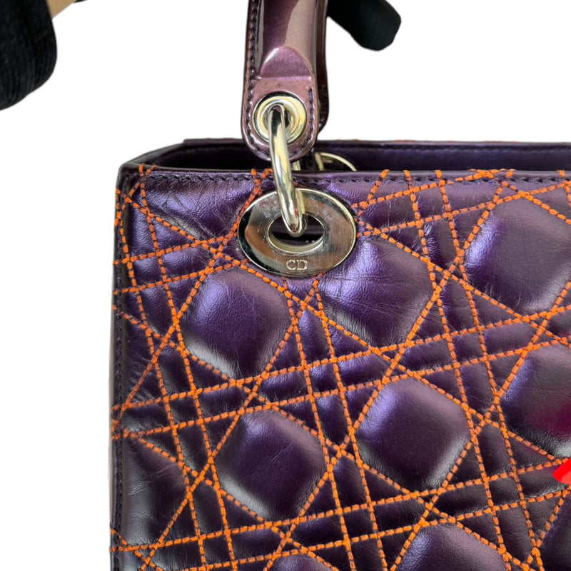 Anselm Reyle Lady Dior Medium Metallic Lambskin Purple SHW