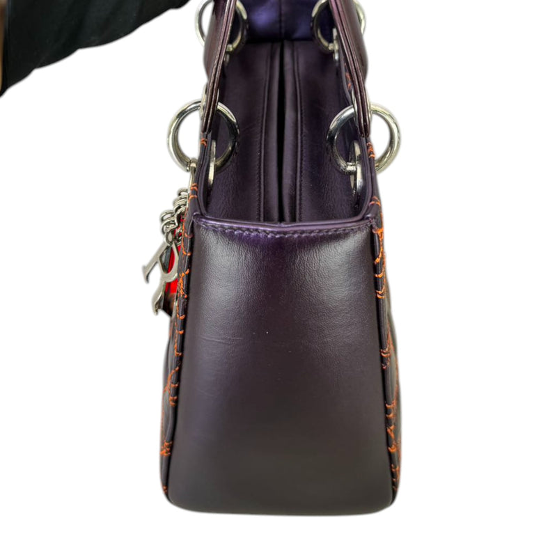 Anselm Reyle Lady Dior Medium Metallic Lambskin Purple SHW