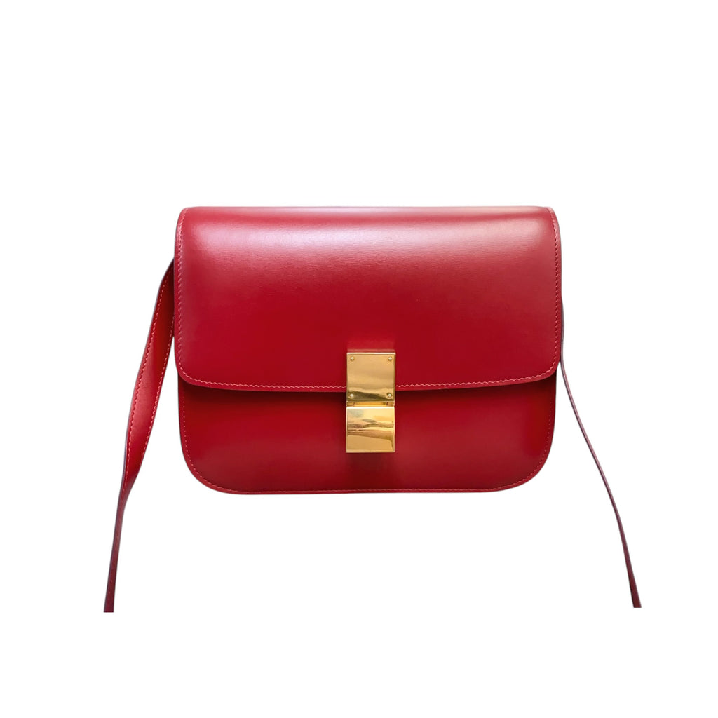 Classic Box Flap Medium Box Calfskin Red GHW